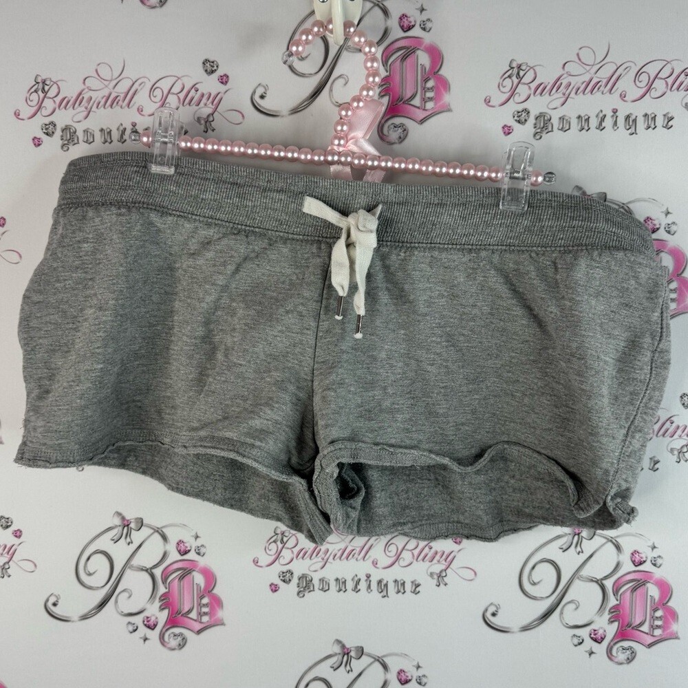Bluecrush mini shorts booty y2k grey tie up waist Gray Drawstring Shorts